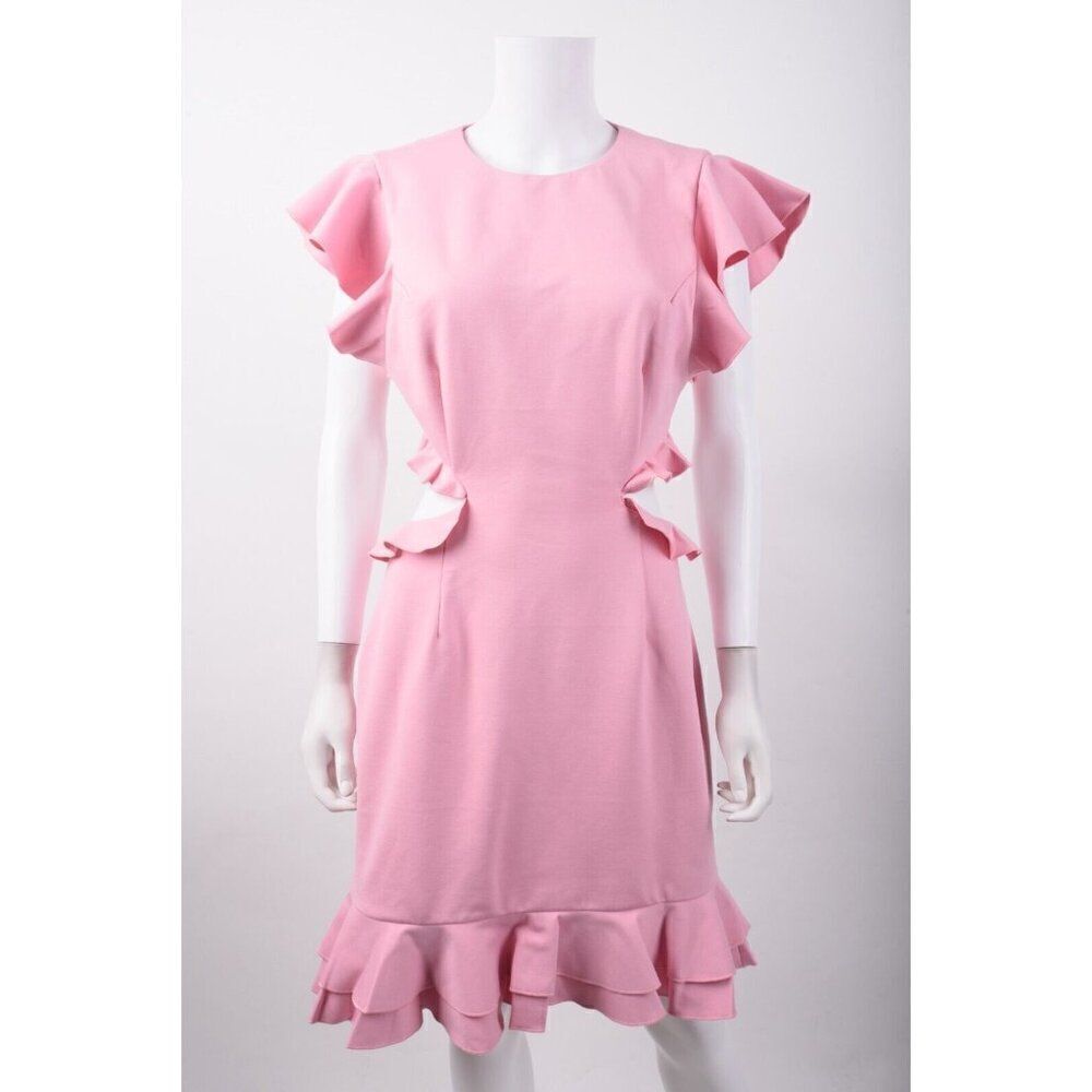 Elliatt Womans Gloaming Mini Dress Size L Pink Open Back Sides Ruffled NWT